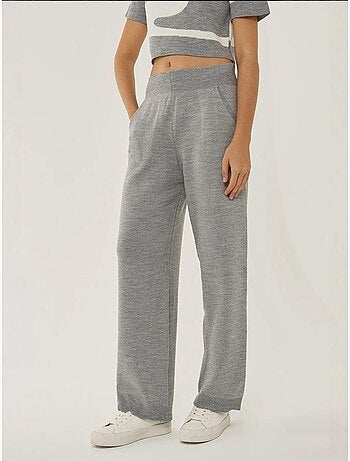 Pantalones de punto de cintura alta y pierna ancha