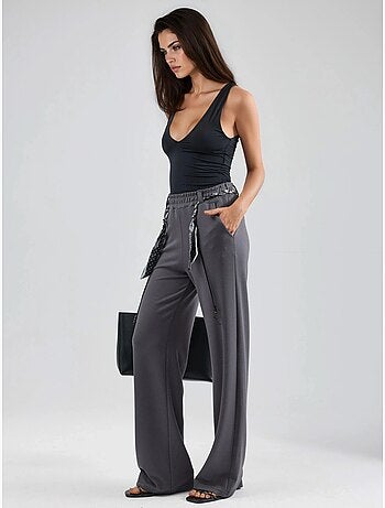 Pantalones de punto de cintura alta y pierna recta hiccup