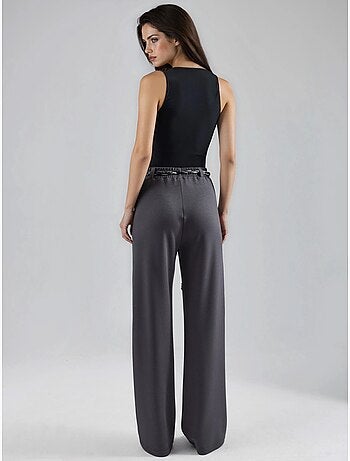 Pantalones de punto de cintura alta y pierna recta hiccup