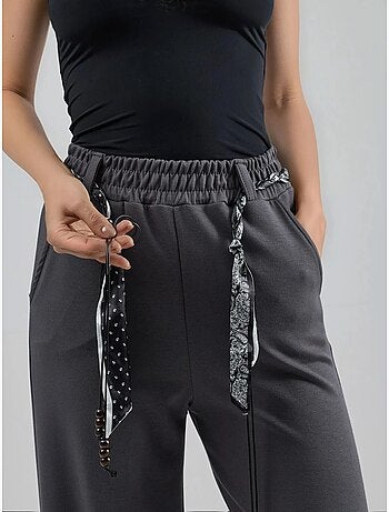 Pantalones de punto de cintura alta y pierna recta hiccup