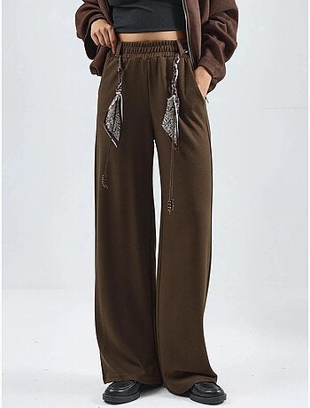 Pantalones de punto de cintura alta y pierna recta hiccup