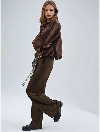 Pantalones de punto de cintura alta y pierna recta hiccup