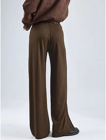 Pantalones de punto de cintura alta y pierna recta hiccup