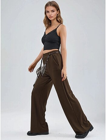 Pantalones de punto de cintura alta y pierna recta hiccup