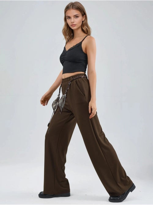 Pantalones de punto de cintura alta y pierna recta hiccup - Kiabi