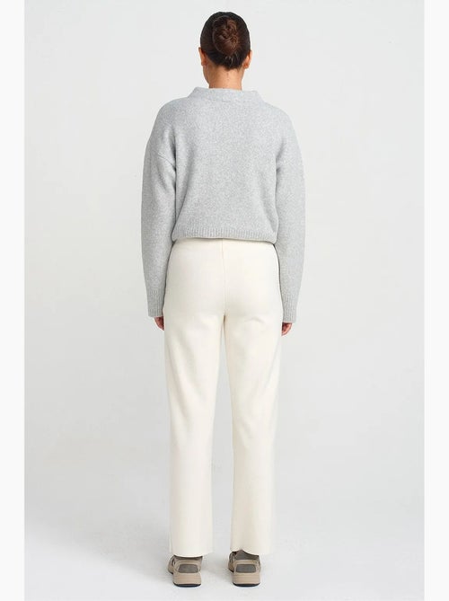 Pantalones de punto de mujer de tiro alto y pernera ancha dilvin - Kiabi