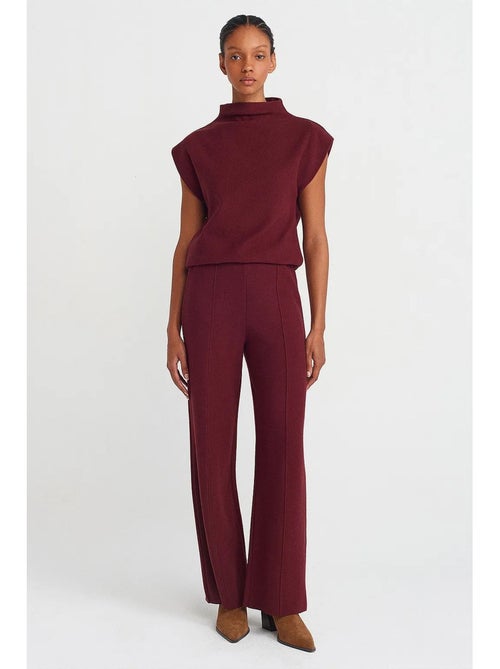 Pantalones de punto de mujer de tiro alto y pernera ancha dilvin - Kiabi Pantalones de punto de mujer de tiro alto y pernera ancha dilvin - Kiabi