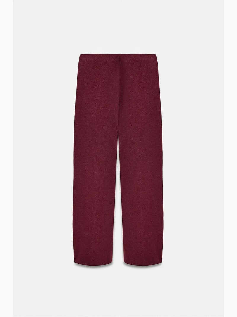 Pantalones de punto de mujer de tiro alto y pernera ancha dilvin Rojo burdeos - Kiabi