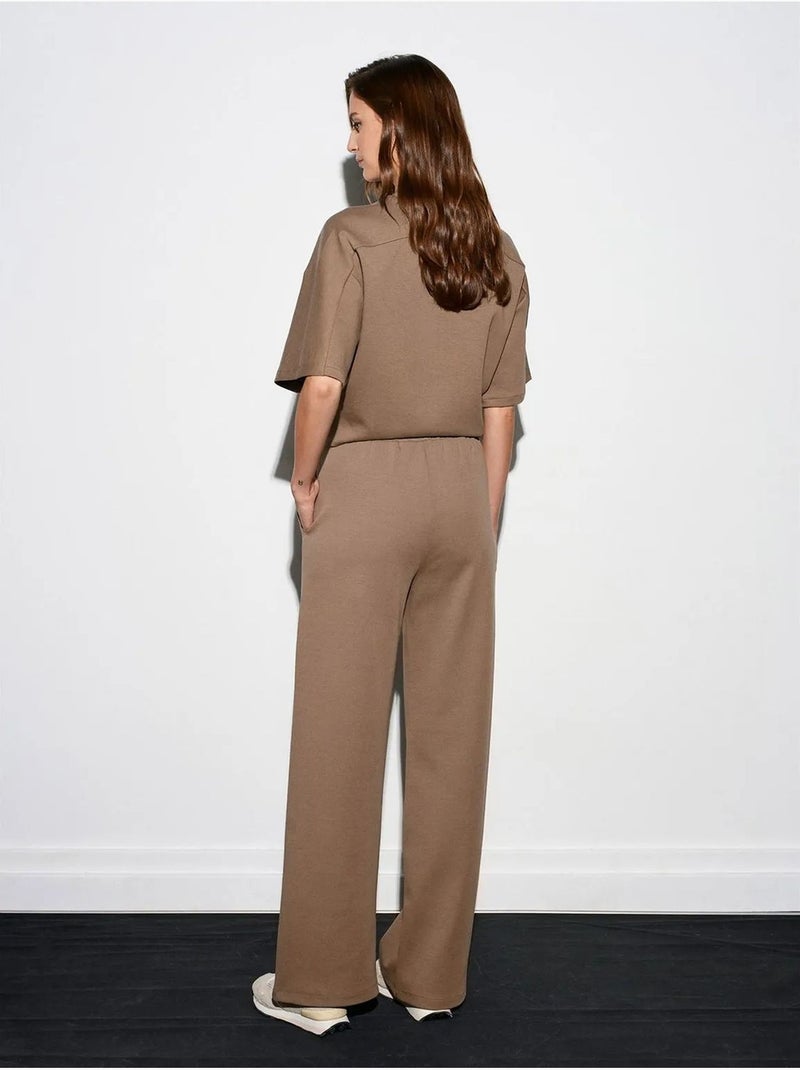 Pantalones de punto de pernera ancha dilvin Camel - Kiabi