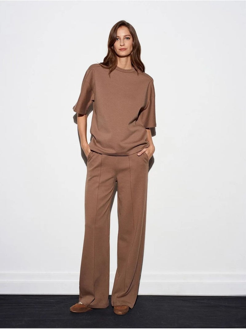 Pantalones de punto de pernera ancha dilvin Taupe - Kiabi