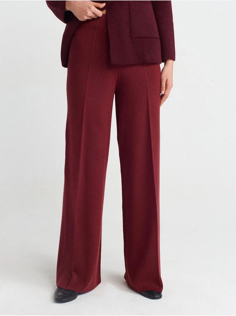 Pantalones de punto de pernera ancha para mujer dilvin Rojo burdeos - Kiabi