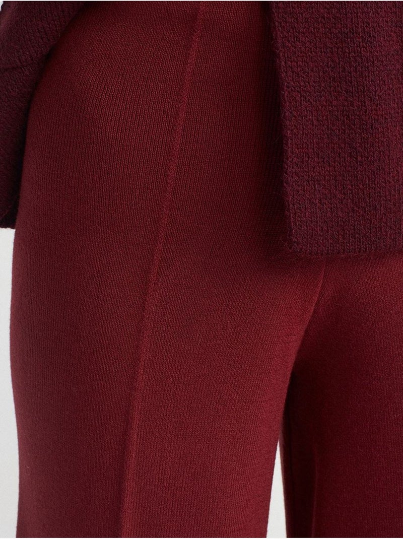 Pantalones de punto de pernera ancha para mujer dilvin Rojo burdeos - Kiabi