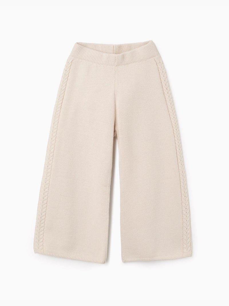 Pantalones de punto de pierna ancha B&S Beige claro - Kiabi