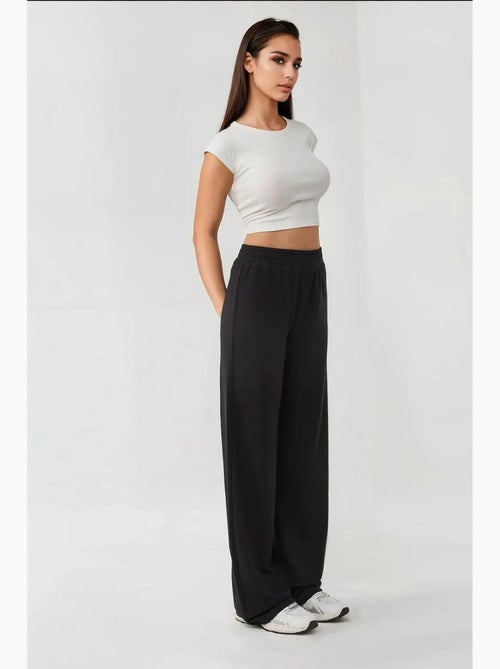 Pantalones de punto de pierna ancha con cintura elástica hiccup - Kiabi
