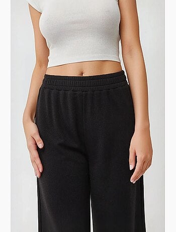 Pantalones de punto de pierna ancha con cintura elástica