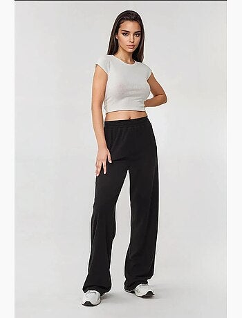 Pantalones de punto de pierna ancha con cintura elástica