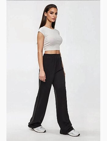 Pantalones de punto de pierna ancha con cintura elástica