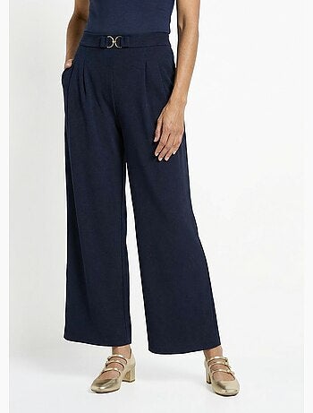 Pantalones de punto de pierna ancha con elegantes detalles metálicos - Afibel