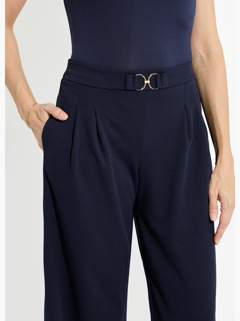 Pantalones de punto de pierna ancha con elegantes detalles metálicos - Afibel Azul marino - Kiabi
