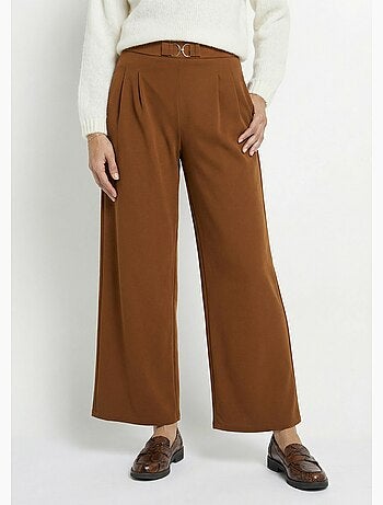 Pantalones de punto de pierna ancha con elegantes detalles metálicos - Afibel