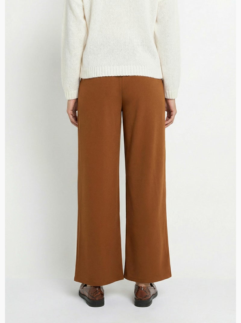 Pantalones de punto de pierna ancha con elegantes detalles metálicos - Afibel Marrón tabaco - Kiabi