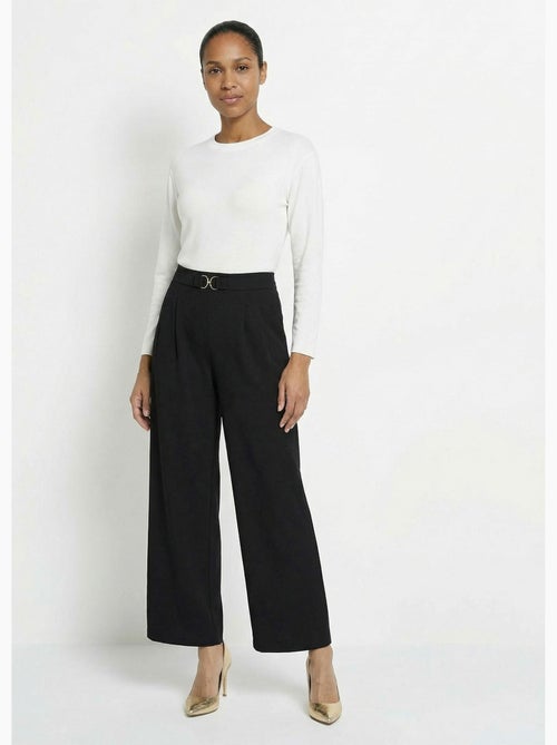 Pantalones de punto de pierna ancha con elegantes detalles metálicos - Afibel - Kiabi