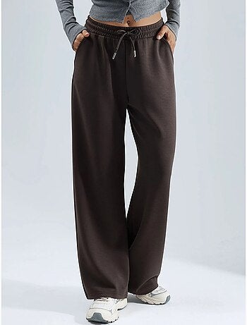 Pantalones de punto de pierna ancha y cintura alta busem