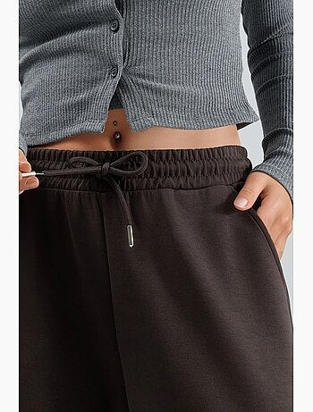 Pantalones de punto de pierna ancha y cintura alta busem