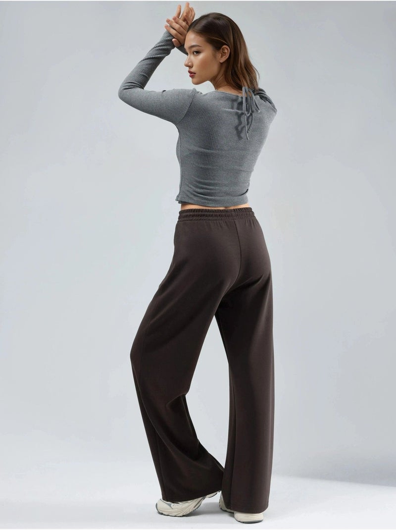 Pantalones de punto de pierna ancha y cintura alta busem Marrón oscuro - Kiabi