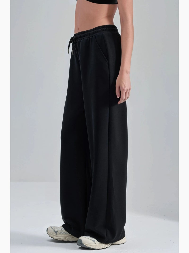 Pantalones de punto de pierna ancha y cintura alta busem Negro - Kiabi