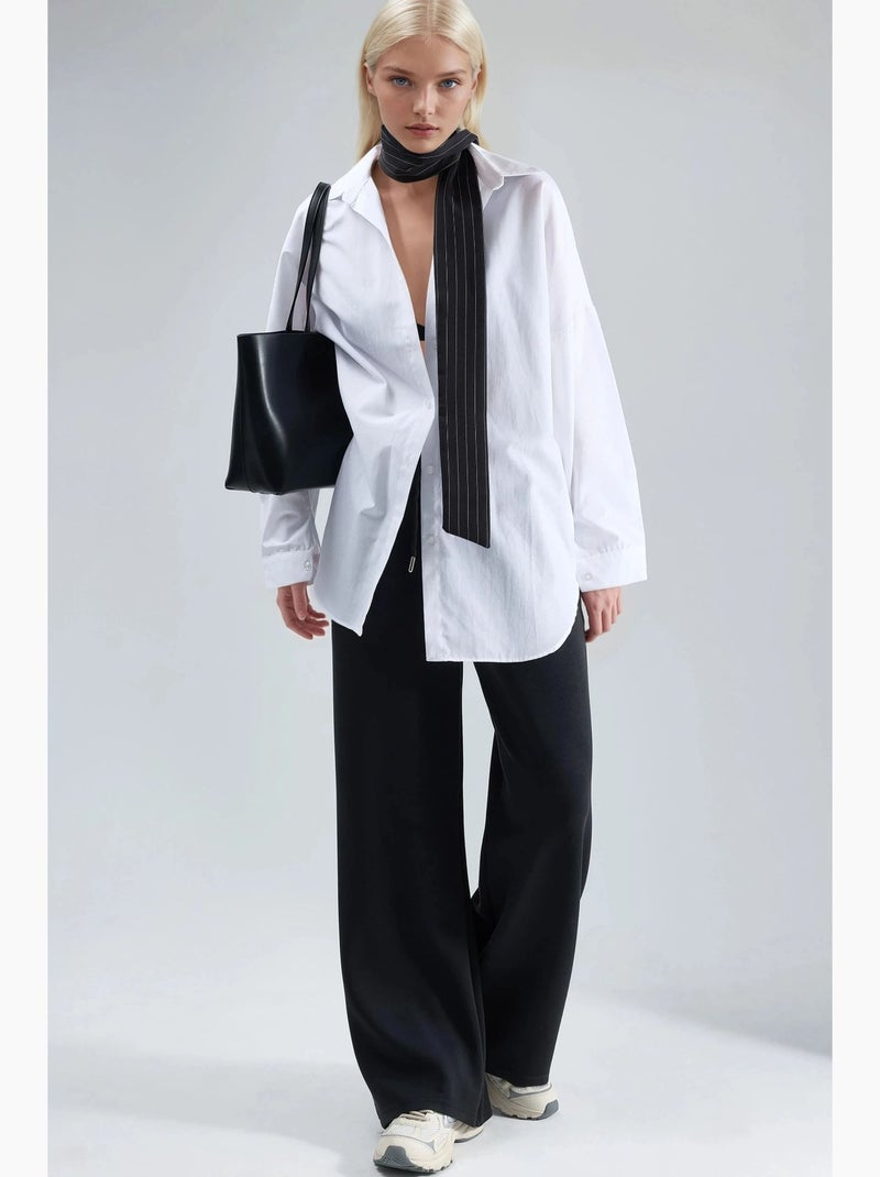 Pantalones de punto de pierna ancha y cintura alta busem Negro - Kiabi