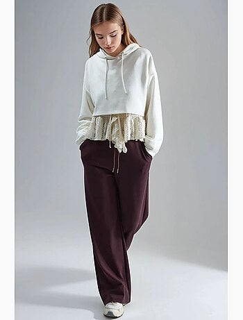 Pantalones de punto de pierna ancha y cintura alta busem