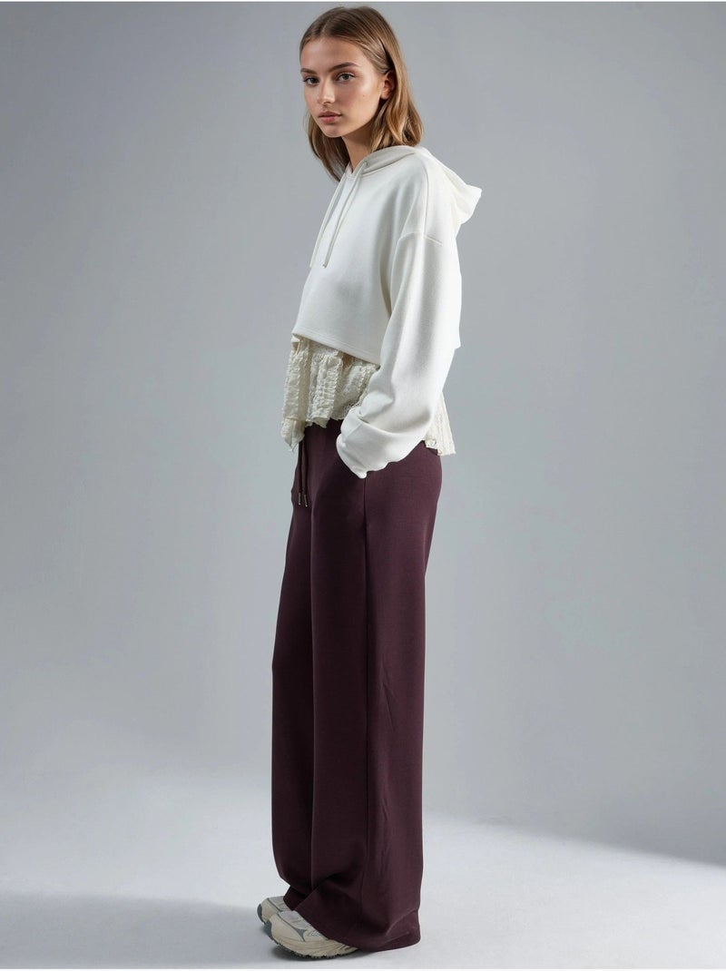Pantalones de punto de pierna ancha y cintura alta busem Rojo burdeos - Kiabi