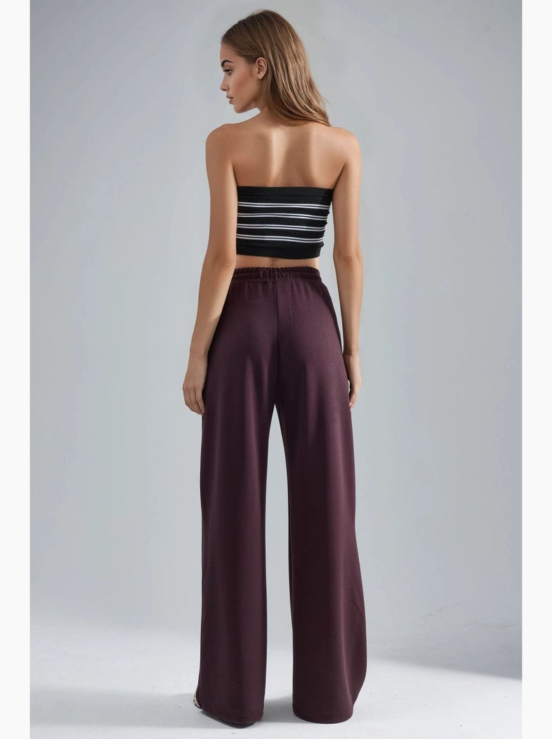 Pantalones de punto de pierna ancha y cintura alta busem Rojo burdeos - Kiabi