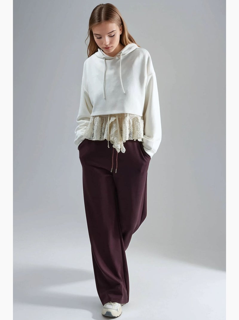 Pantalones de punto de pierna ancha y cintura alta busem Rojo burdeos - Kiabi