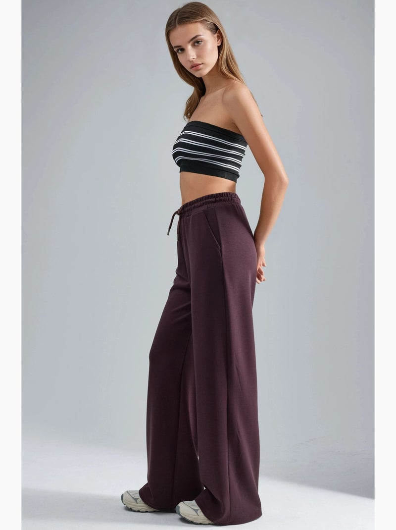 Pantalones de punto de pierna ancha y cintura alta busem Rojo burdeos - Kiabi