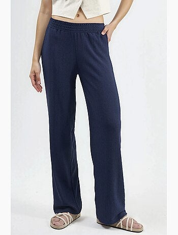 Pantalones de punto de pierna ancha y cintura media hiccup
