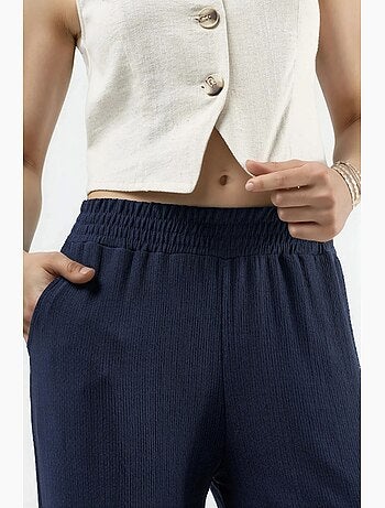 Pantalones de punto de pierna ancha y cintura media hiccup