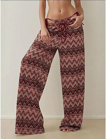 Pantalones de punto de pierna ancha y coloridos