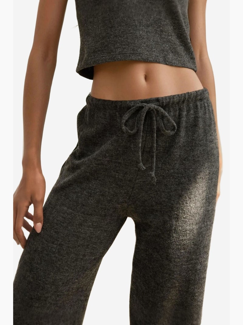Pantalones de punto de textura suave con cordones hiccup Gris oscuro - Kiabi