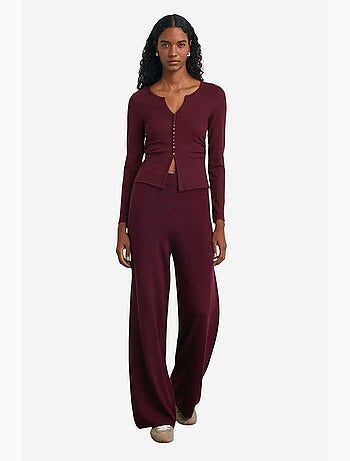 Pantalones de punto lurex de pernera ancha para mujer dilvin