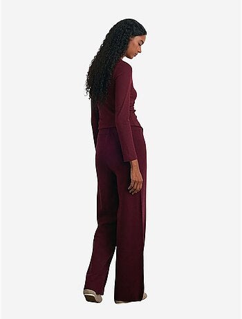 Pantalones de punto lurex de pernera ancha para mujer dilvin