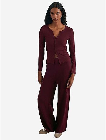 Pantalones de punto lurex de pernera ancha para mujer dilvin