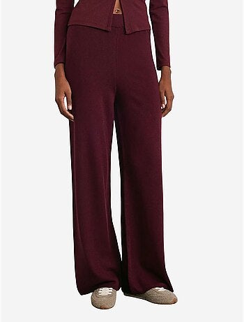 Pantalones de punto lurex de pernera ancha para mujer dilvin