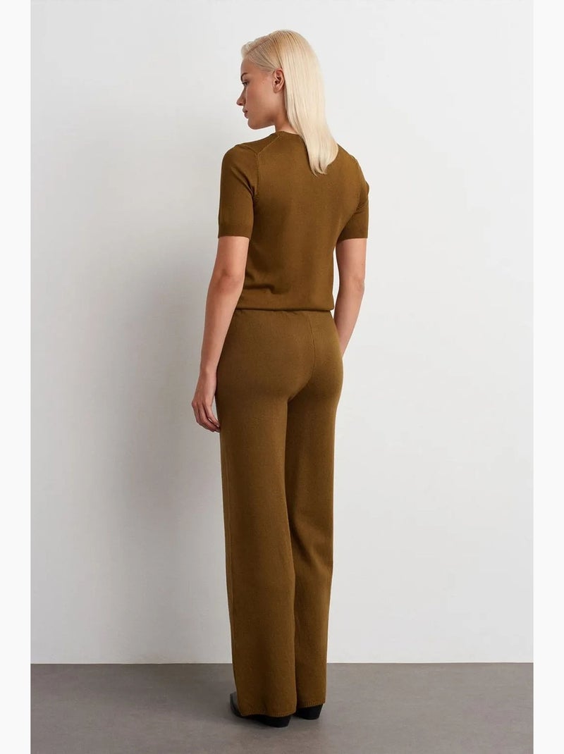Pantalones de punto lurex de pernera ancha para mujer dilvin Verde caqui - Kiabi
