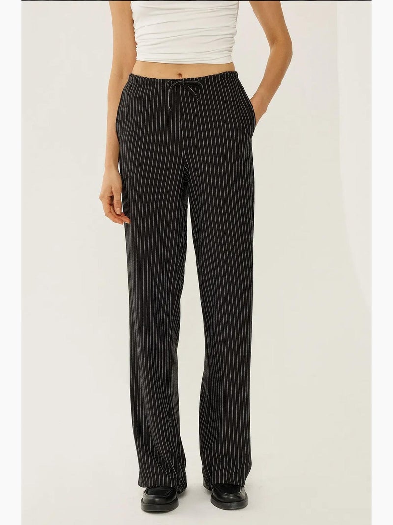 Pantalones de rayas con cintura elástica hiccup Negro - Kiabi