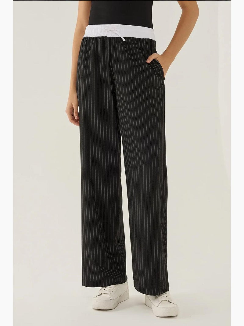Pantalones de rayas con cintura elástica hiccup Negro - Kiabi