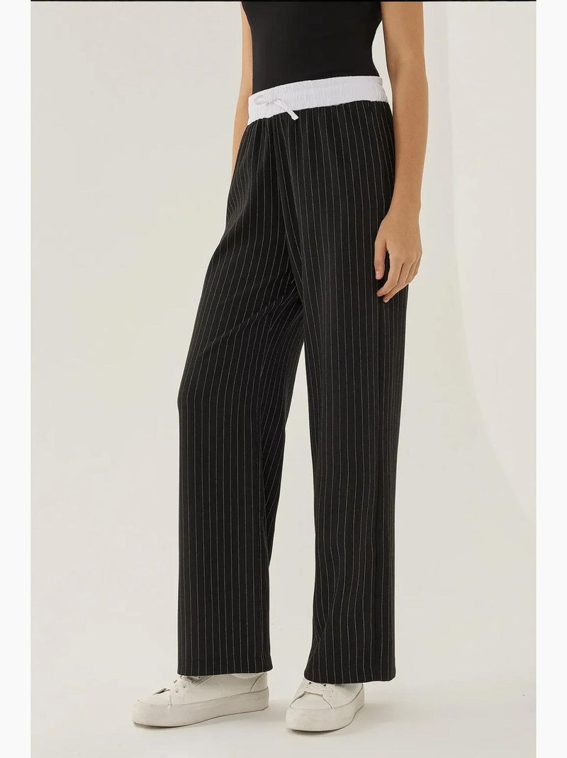 Pantalones de rayas con cintura elástica hiccup Negro - Kiabi