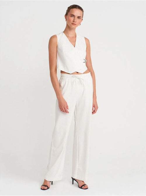 Pantalones de rayas de pernera ancha para mujer dilvin - Kiabi Pantalones de rayas de pernera ancha para mujer dilvin - Kiabi