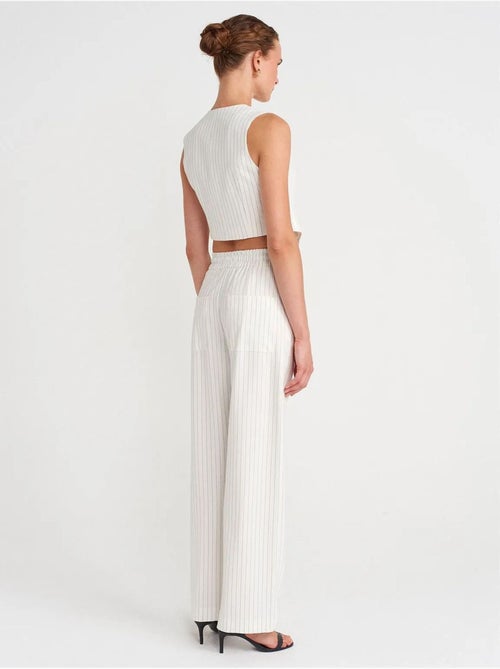 Pantalones de rayas de pernera ancha para mujer dilvin - Kiabi Pantalones de rayas de pernera ancha para mujer dilvin - Kiabi